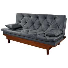 Sofa Cama Caribe Reclinavel 3 Posições Suede Cinza Essencial Estofados