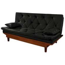 Sofa Cama Caribe Reclinavel 3 Posições Suede Preto Essencial Estofados