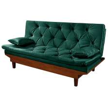 Sofa Cama Caribe Reclinavel 3 Posições Suede Verde Essencial Estofados