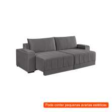 [OUTLET] Sofá 5 Lugares Retrátil Línea Veludo Cinza 290cm
