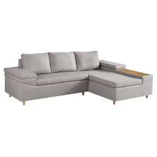 Sofá 4 Lugares Clássico com Chaise Direito Linho Palha
