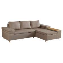 Sofá 4 Lugares Clássico com Chaise Direito e Entrada USB Linho Cobre