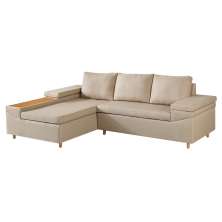 Sofá 4 Lugares Clássico com Chaise Esquerdo Linho Bege