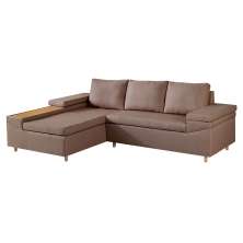 Sofá 4 Lugares Clássico com Chaise Esquerdo Linho Marrom Médio