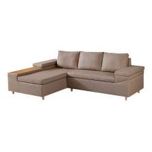 Sofá 4 Lugares Clássico com Chaise Esquerdo e Entrada USB Linho Cobre