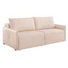 Sofá 4 Lugares Retrátil Urban com USB Linho Bege Claro 260 cm