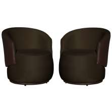 Kit 02 Poltronas Orgânico Beatriz Veludo Marrom Com Composê Corino Marrom