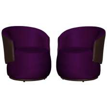 Kit 02 Poltronas Orgânico Beatriz Veludo Roxo Com Composê Corino Marrom