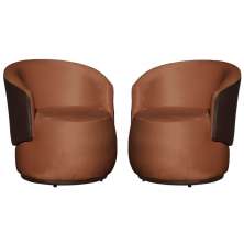 Kit 02 Poltronas Orgânico Beatriz Veludo Terracota Com Composê Corino Marrom