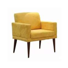 Poltrona Decorativa Emília Pés Palito Suede Amarelo - Estopar