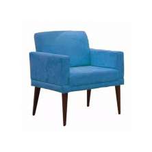 Poltrona Decorativa Emília Pés Palito Suede Azul - Estopar