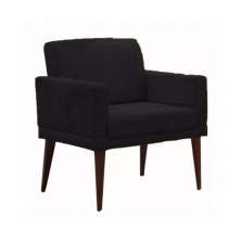 Poltrona Decorativa Emília Pés Palito Suede Preto - Estopar