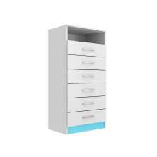 Cômoda Caronte Com 6 Gavetas  Branco & Azul Evidência