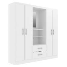 Guarda-Roupa Casal com Espelho Capelinha 4 Portas 2 Gavetas Branco