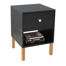 Mesa de Cabeceira Cubo 40x56x40 Preto c/ 1 Gaveta