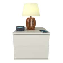 Mesa de Cabeceira 2 Gavetas 30 cm MDF Branco