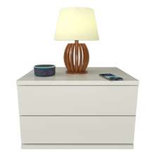 Mesa de Cabeceira 2 Gavetas 40 cm MDF Branco