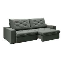 Sofá 3 Lugares Retrátil e Reclinável Flexforma Premier Veludo Cinza 230 cm