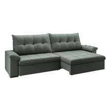 Sofá 3 Lugares Retrátil e Reclinável com USB Flexforma Triton Veludo Cinza 230 cm