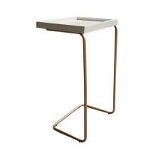 Mesa De Apoio Lateral Para Sofá Ou Cama Branca E Cobre
