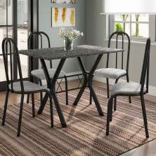 Conjunto de Mesa Miame 110 cm com 4 Cadeiras Madri Preto e Vegetale