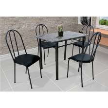 Conjunto de Mesa com 4 Cadeiras Genebra Preto