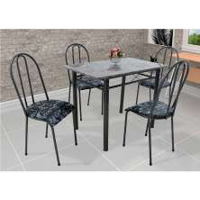 Conjunto de Mesa com 4 Cadeiras Genebra Preto Floral