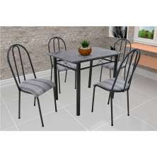 Conjunto de Mesa com 4 Cadeiras Genebra Preto Listrado