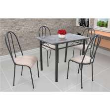 Conjunto de Mesa com 4 Cadeiras Genebra Preto e Nature