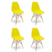 Kit 04 Cadeiras Eiffel Charles Eames Base Madeira Sala de Jantar Amarelo - SSX Multicoisas