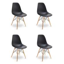 Kit 04 Cadeiras Eiffel Charles Eames Base Madeira Sala de Jantar Preto - SSX Multicoisas