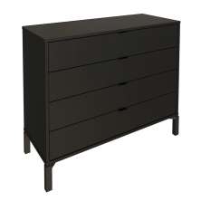 Cômoda Queens 4 Gavetas Preta 90 cm