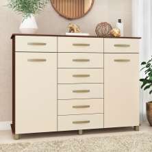 Cômoda Malibu 2 Portas 8 Gavetas Rustico e Champagne
