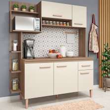 Cozinha Compacta Sofia II 5 Portas 1 Gaveta Teka e Champagne