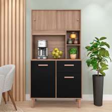 Kit de Cozinha Dália 4 Portas 1 Gaveta Manchester e Preto