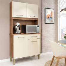Kit de Cozinha Isabella 4 Portas 1 Gaveta Manchester e Champagne