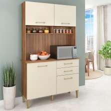 Kit de Cozinha Millena 4 Portas 2 Gavetas Manchester e Champagne