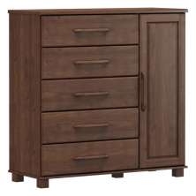 Cômoda 5 Gavetas e 1 Porta Ouro - Café