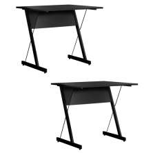 Kit 2 Mesas Para Computador Escrivaninha Zetta 90cm Pés Metálicos Preto - Fit Mobel