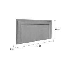 Cabeceira Casal Estofada Para Cama Box 140cm x 60cm Reta Luxo Dupla - Suede Cinza com Tachas Fumê