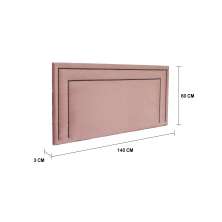 Cabeceira Casal Estofada Para Cama Box 140cm x 60cm Reta Luxo Dupla -Veludo Rosê com Tachas Fumê