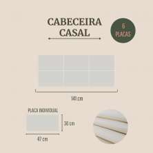 Cabeceira Casal Estofada Para Cama Box Kit 6 Placas Adesivas - Modelo Retangular  Suede Off White