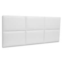 Cabeceira Casal Estofada Para Cama Box Kit 6 Placas Adesivas - Modelo Retangular Courino Branco