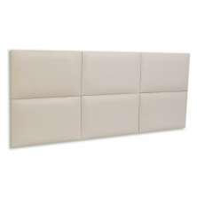 Cabeceira Casal Estofada Para Cama Box Kit 6 Placas Adesivas - Modelo Retangular Courino Off White
