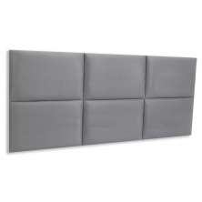 Cabeceira Casal Estofada Para Cama Box Kit 6 Placas Adesivas - Modelo Retangular Suede Cinza