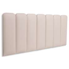Cabeceira Casal Estofada Para Cama Box Kit 7 Placas Adesivas - Modelo Arredondada Courino Off White