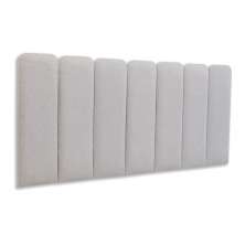 Cabeceira Casal Estofada Para Cama Box Kit 7 Placas Adesivas - Modelo Arredondada Linho Gelo