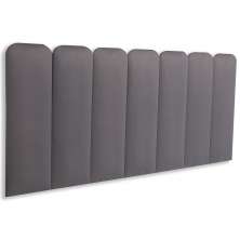 Cabeceira Casal Estofada Para Cama Box Kit 7 Placas Adesivas - Modelo Arredondada Suede Cinza