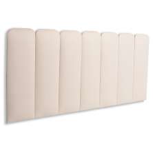 Cabeceira Casal Estofada Para Cama Box Kit 7 Placas Adesivas - Modelo Arredondada Suede Off White