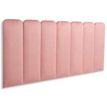 Cabeceira Casal Estofada Para Cama Box Kit 7 Placas Adesivas - Modelo Arredondada Veludo Rosê